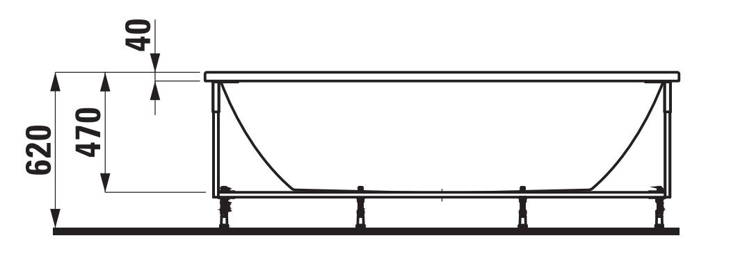Laufen PRO Ванна акриловая прямоугольная, правая, L-панель, встр. / 190х90 / 2.3495.5.000.000.1
