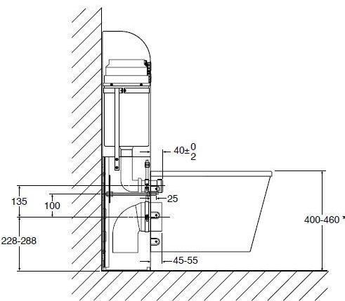 IFO Public Steel Туалетный модуль однорежимный слив, нержавеющая сталь / 42x21 / 8560081