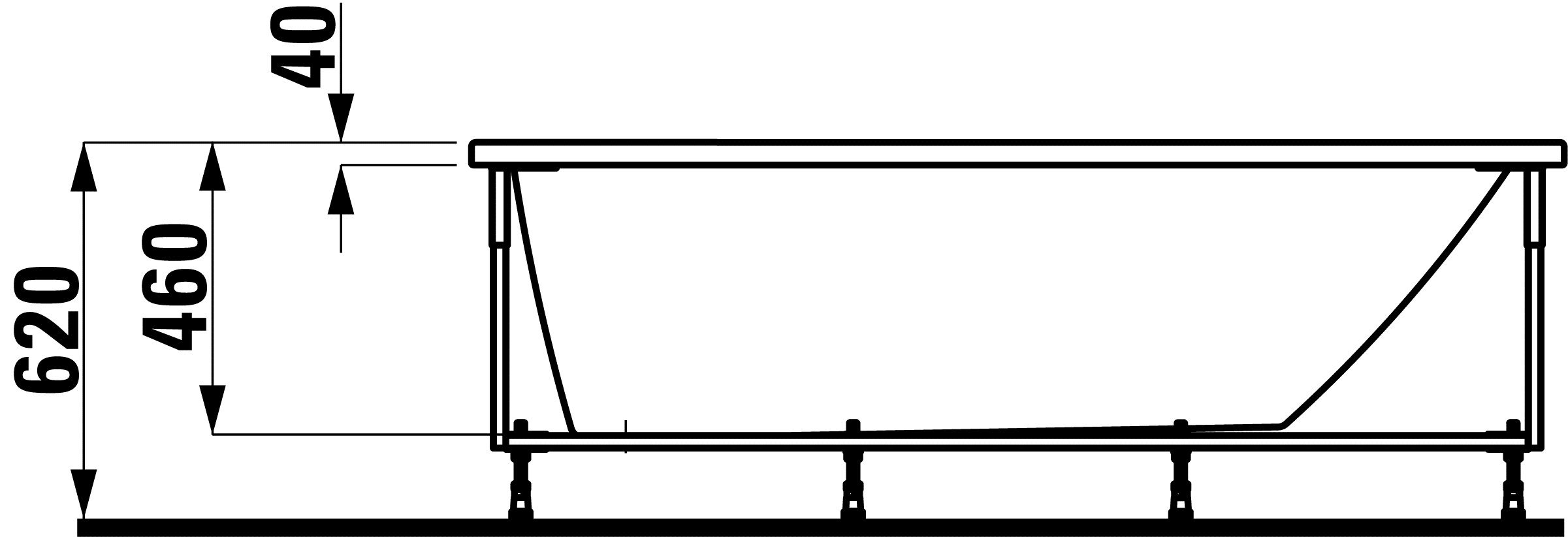 Laufen PRO Ванна акриловая прямоугольная, с каркасом, встраиваемая / 170х70 /  2.3095.1.000.000.1