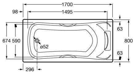 Roca BeCool Ванна акриловая прямоугольная с отверстиями под ручки / 170х80 / ZRU9302852